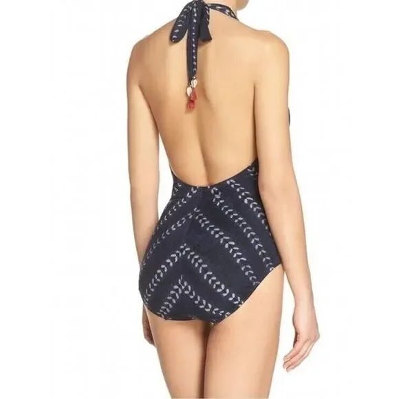 Robin Piccone Other - Robin Piccone Navy Blue Chevron Print Halter One Piece Swimsuit Size 6